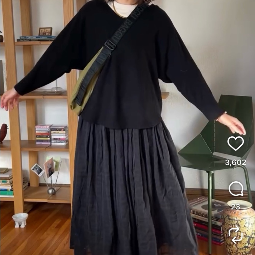 Laude The Label Full MIDI Skirt in Ink Plaid - Picture 2 of 6